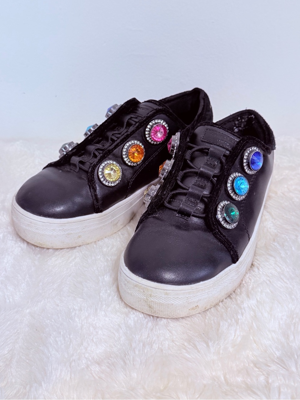 Kurt Geiger Mini Laney Octavia Sneakers Black Leather Sneakers Sz 3 Youth